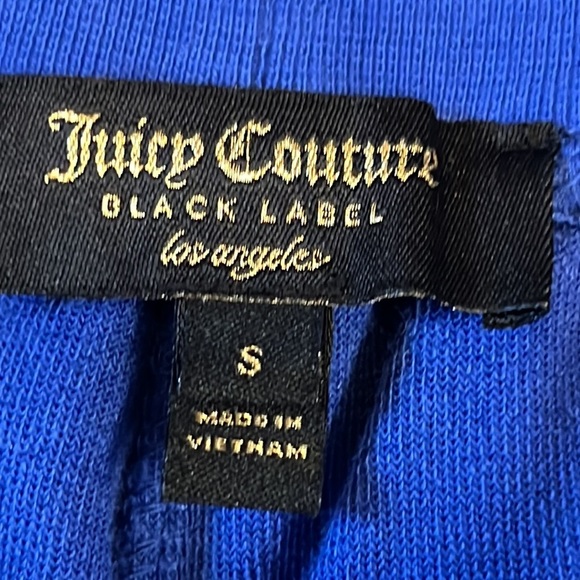 JUICY COUTURE Electric Blue Vintage High Waist Wide Leg Velour Cropped Pant - Picture 5 of 8